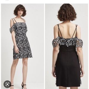 French Connection | Black & White Floral Off Shoulder Dress | Size 0